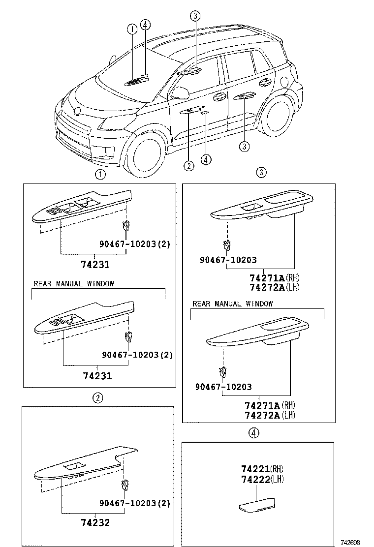 74222-52030 COVER, DOOR ARMREST, LH product image