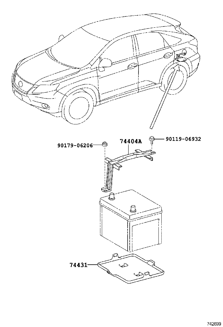 74452-48010 BOLT, BATTERY CLAMP product image