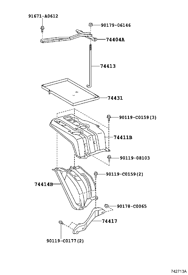 74411-0R020 BRACKET, BATTERY, FRONT product image