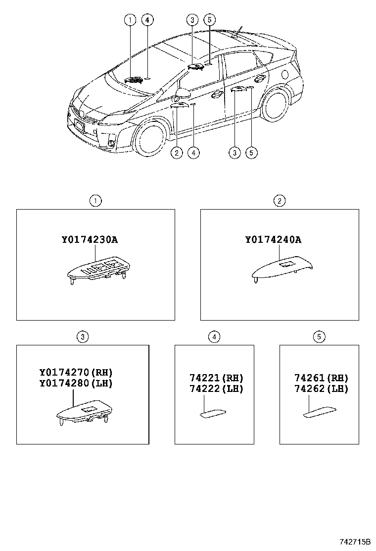 74271-47080 PANEL ASSY, REAR DOOR ARMREST BASE, RH product image