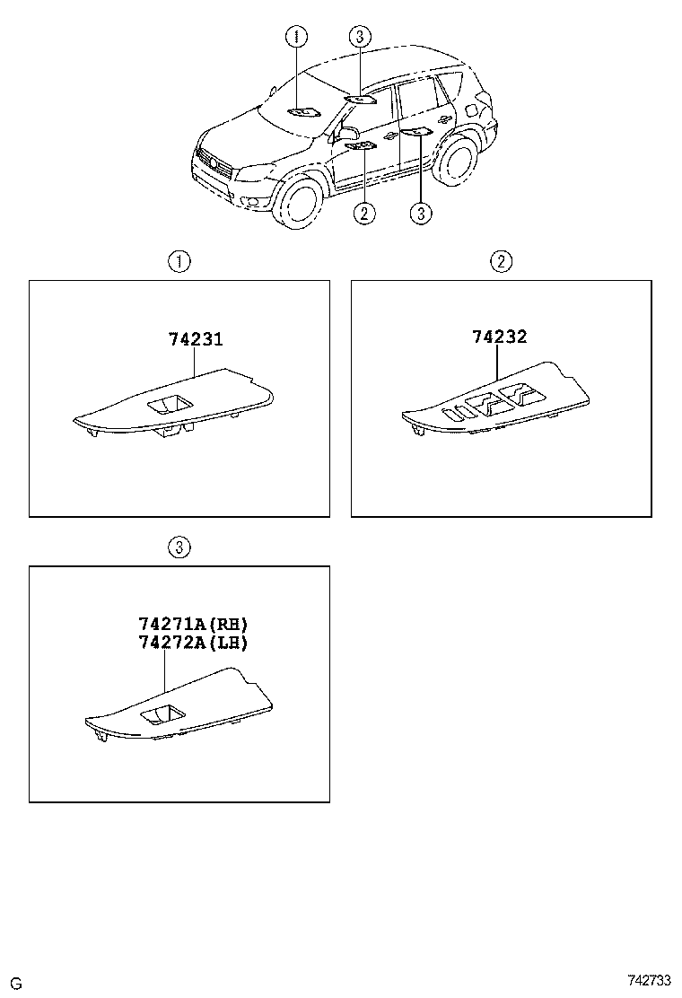 74232-0R020-B0 PANEL, FRONT ARMREST BASE, UPPER LH product image