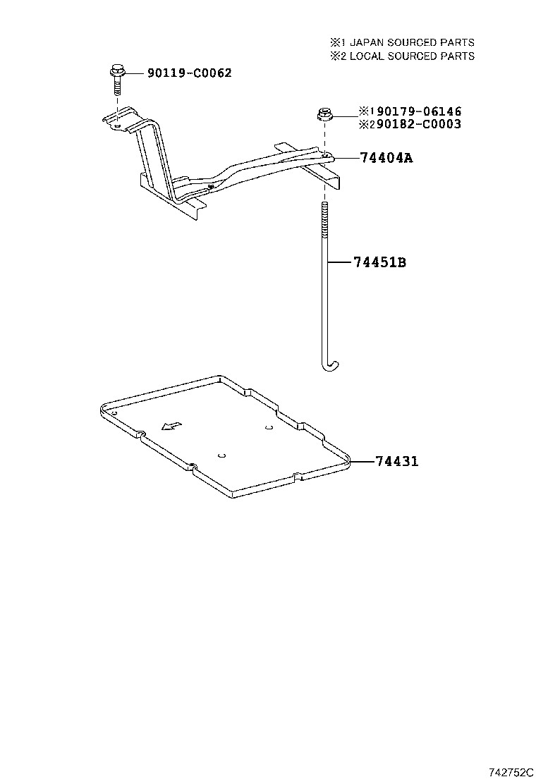 74431-0E030 TRAY, BATTERY product image