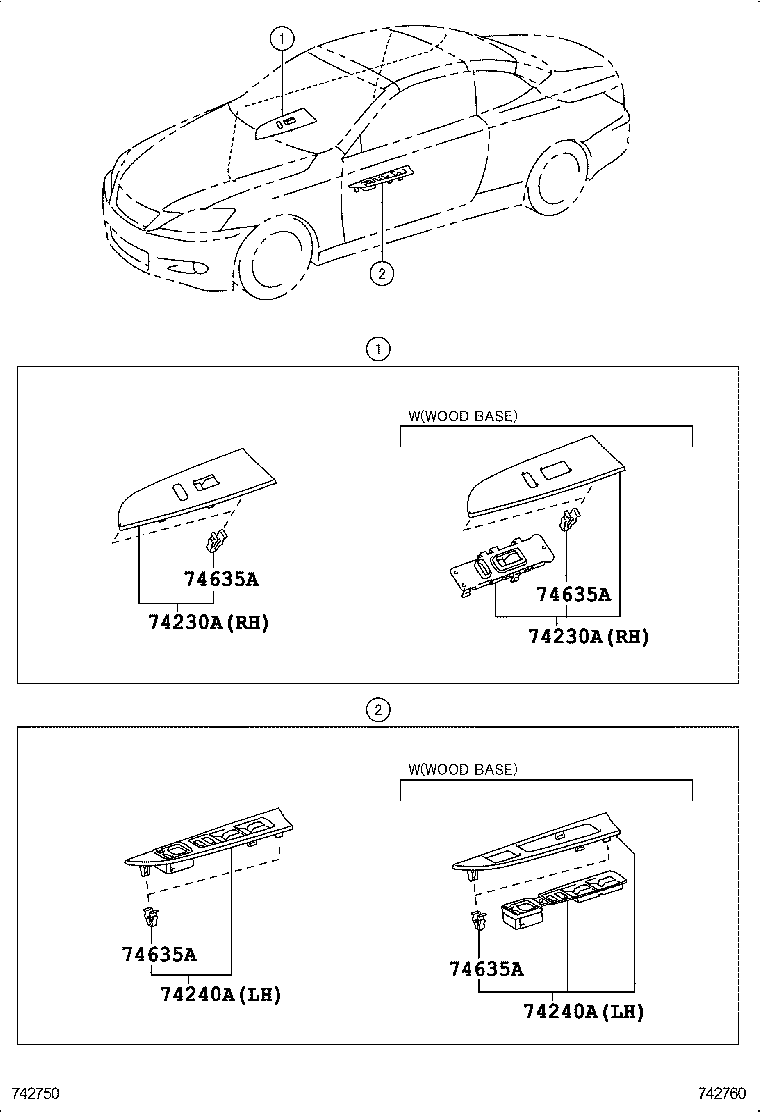 74232-53430 PANEL ASSY, FRONT DOOR ARMREST BASE, LH product image