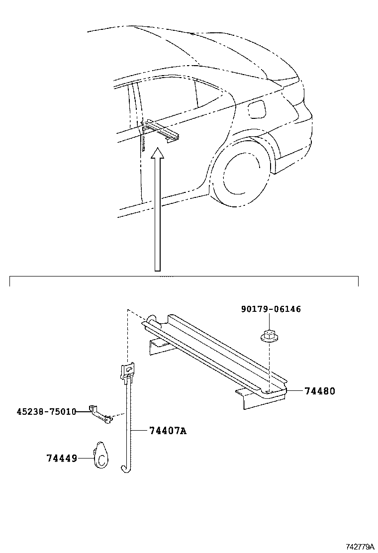 Toyota 74407-75010 BOLT SUB-ASSY, BATTERY CLAMP