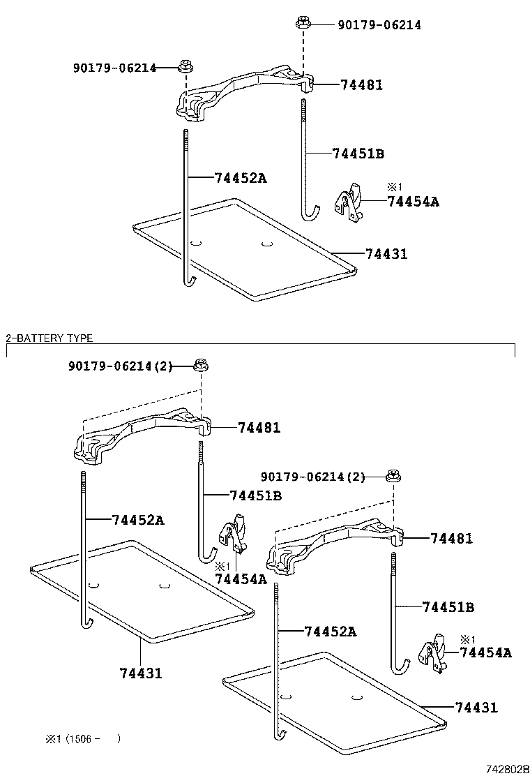 74454-60040 SUPPORT, BATTERY SET BOLT product image