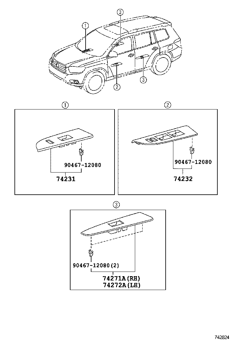 74645-0E050 COVER, DOOR ASSIST GRIP, RH product image