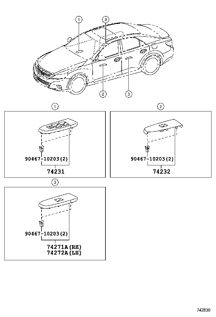 74232-22340 PANEL, FRONT ARMREST BASE, UPPER LH product image