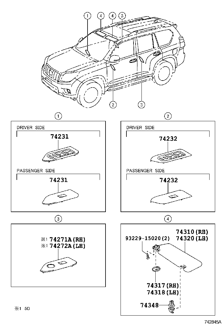 74232-60600 PANEL, FRONT ARMREST BASE, UPPER LH product image