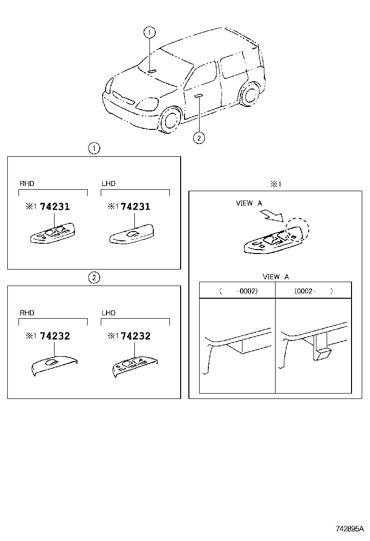 74232-52070-B0 PANEL, FRONT ARMREST BASE, UPPER LH product image