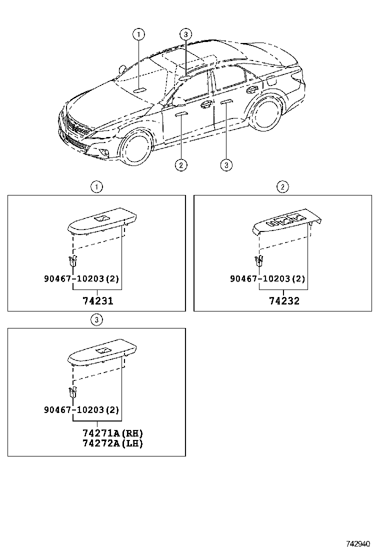 74232-0P040-B0 PANEL, FRONT ARMREST BASE, UPPER LH product image