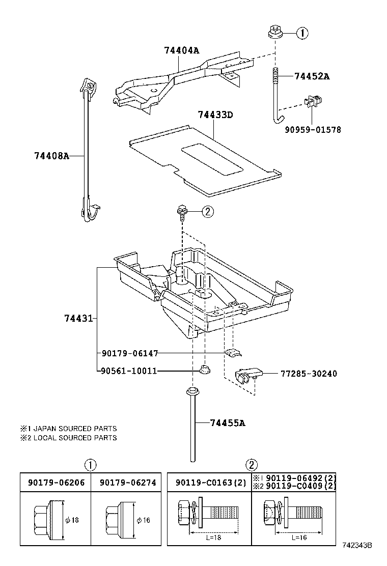 74431-22100 TRAY, BATTERY product image