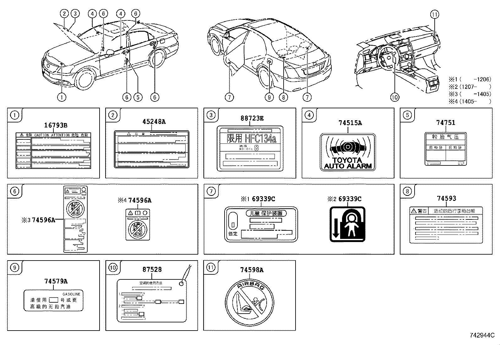 42661-0P031 LABEL, TIRE PRESSURE INFORMATION product image