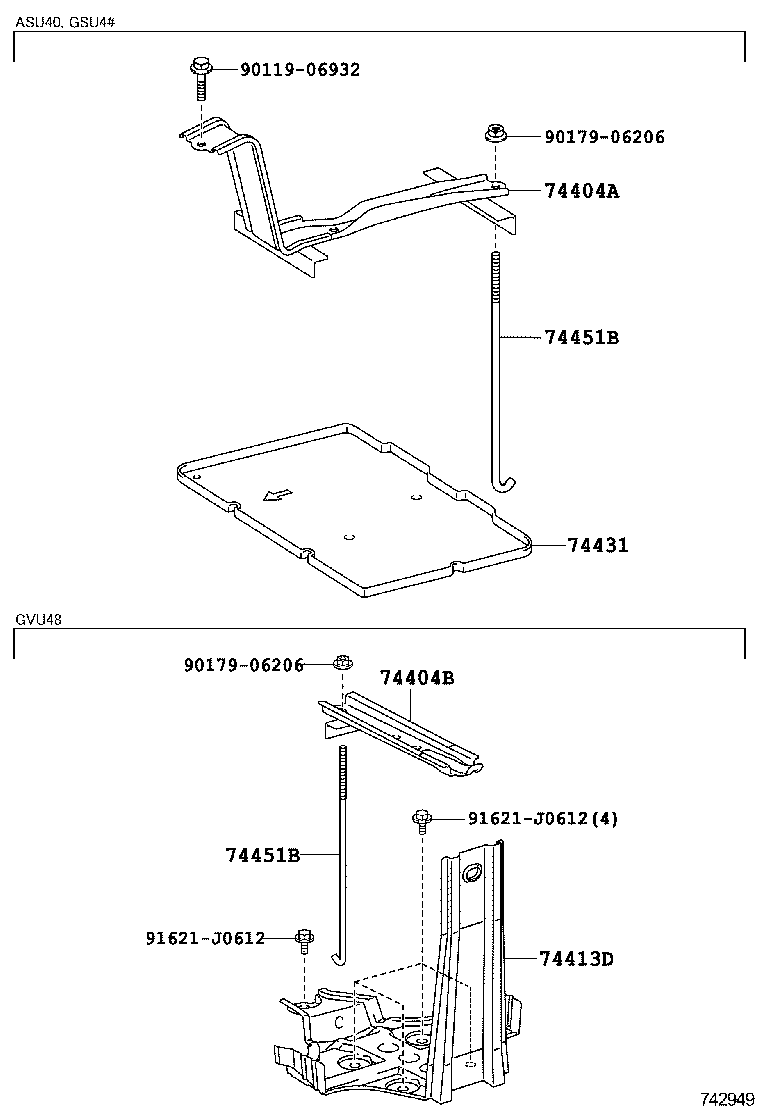 74403-48050 CARRIER SUB-ASSY, BATTERY product image