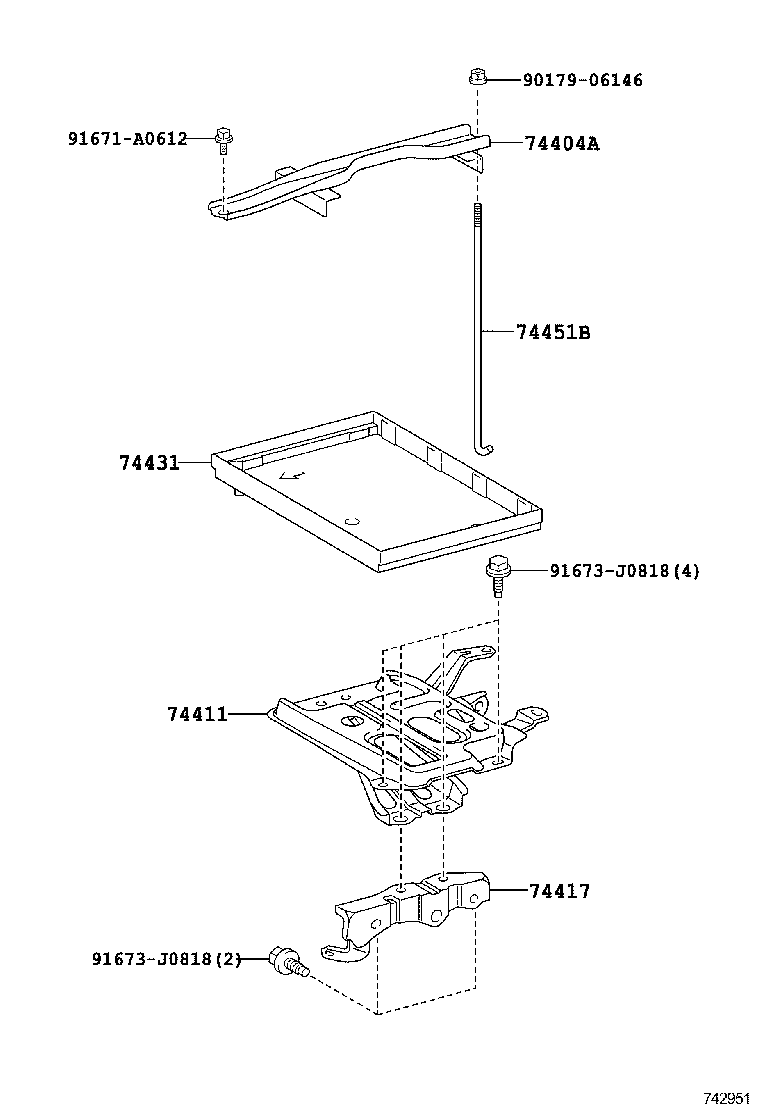 74404-21040 CLAMP SUB-ASSY, BATTERY product image