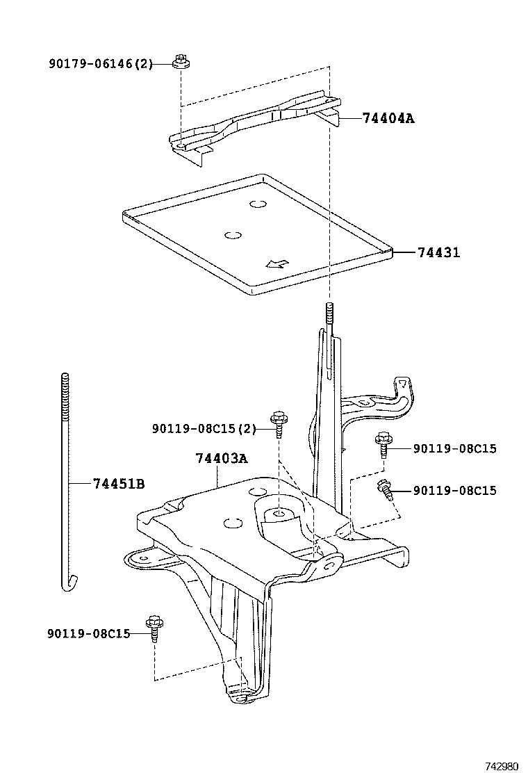 74431-0D180 TRAY, BATTERY product image