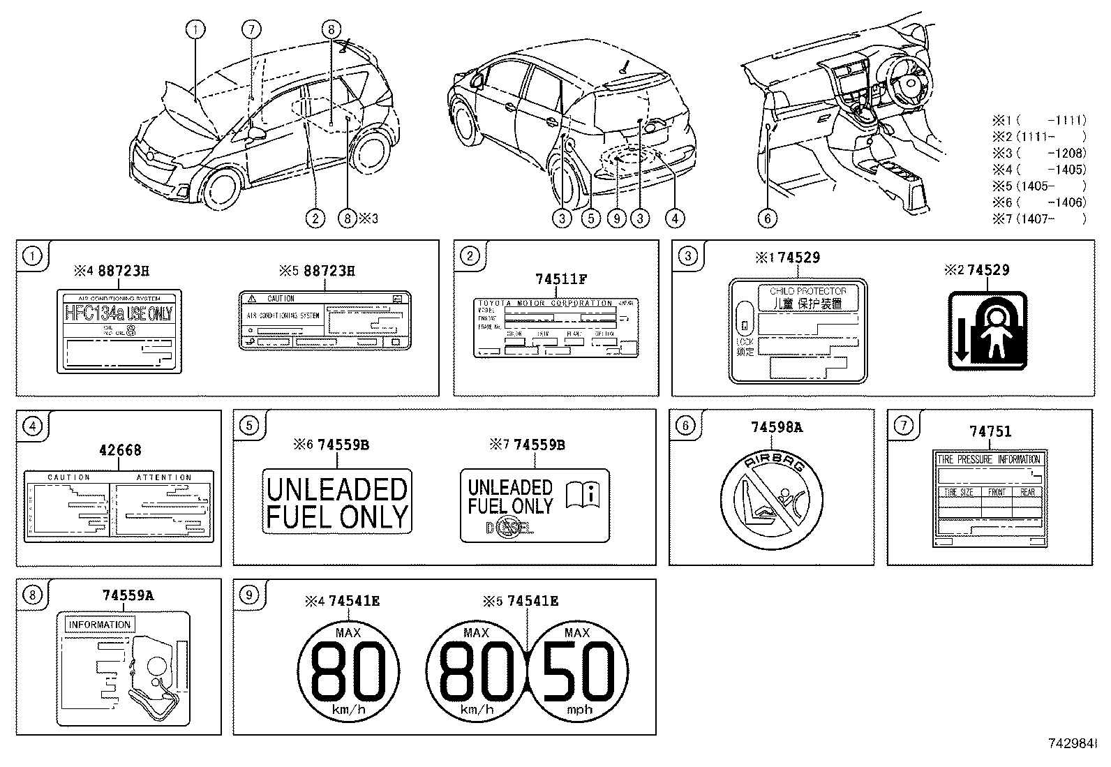 42661-52B50 LABEL, TIRE PRESSURE INFORMATION product image
