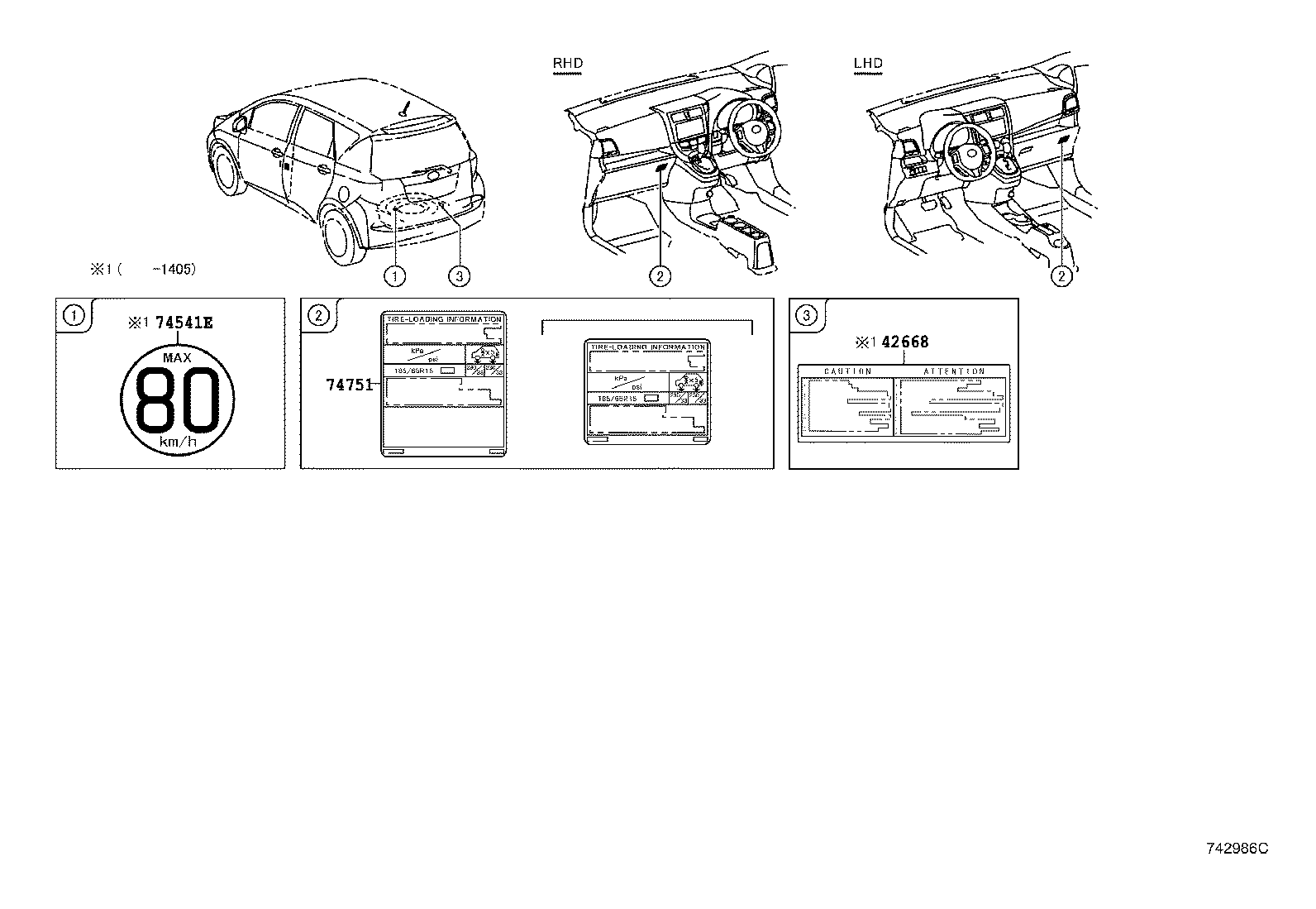 42661-52890 LABEL, TIRE PRESSURE INFORMATION product image