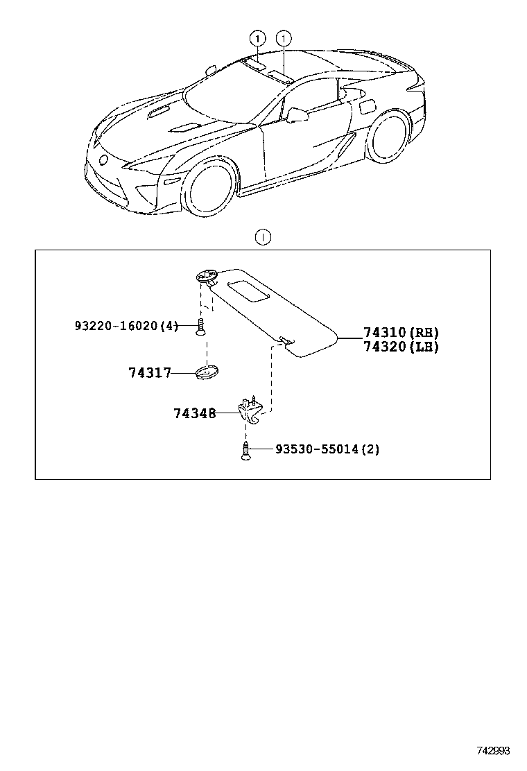 74348-50020-C0 HOLDER, VISOR product image