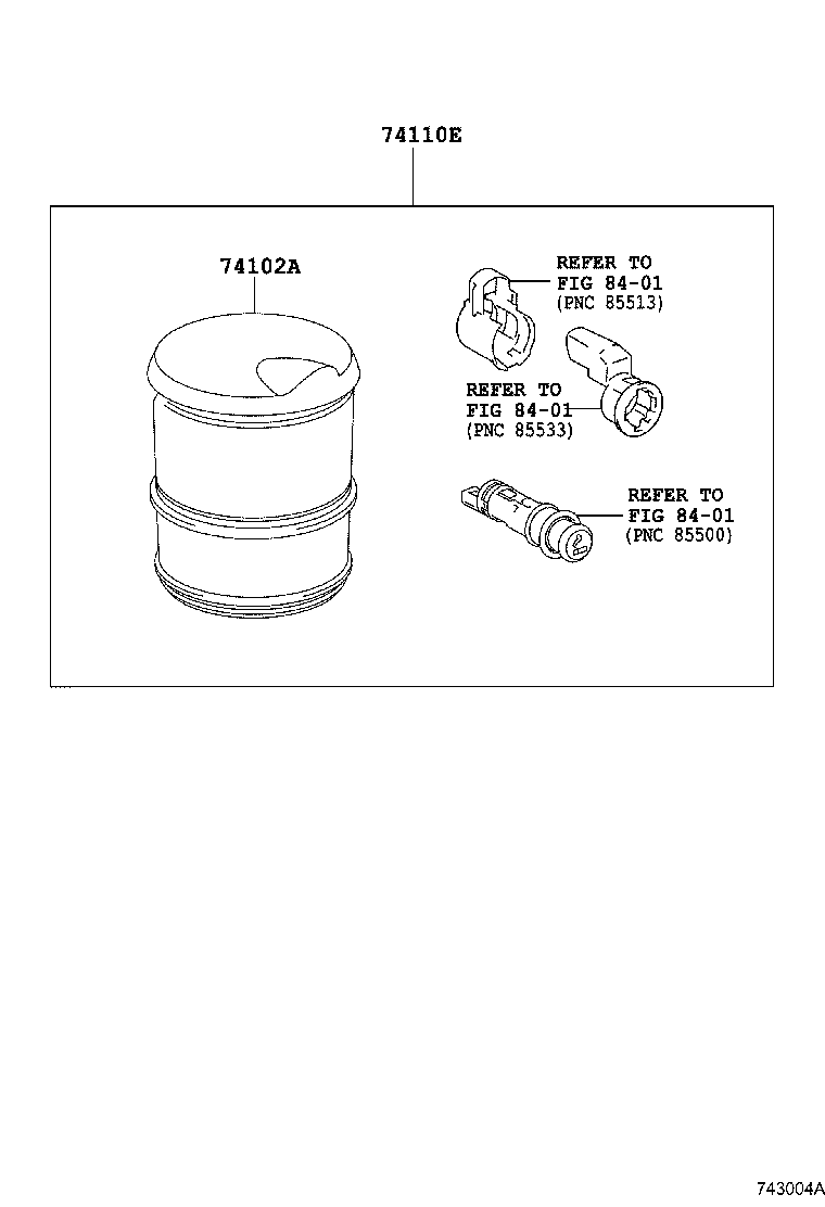 74110-52080 RECEPTACLE ASSY, FRONT ASH product image