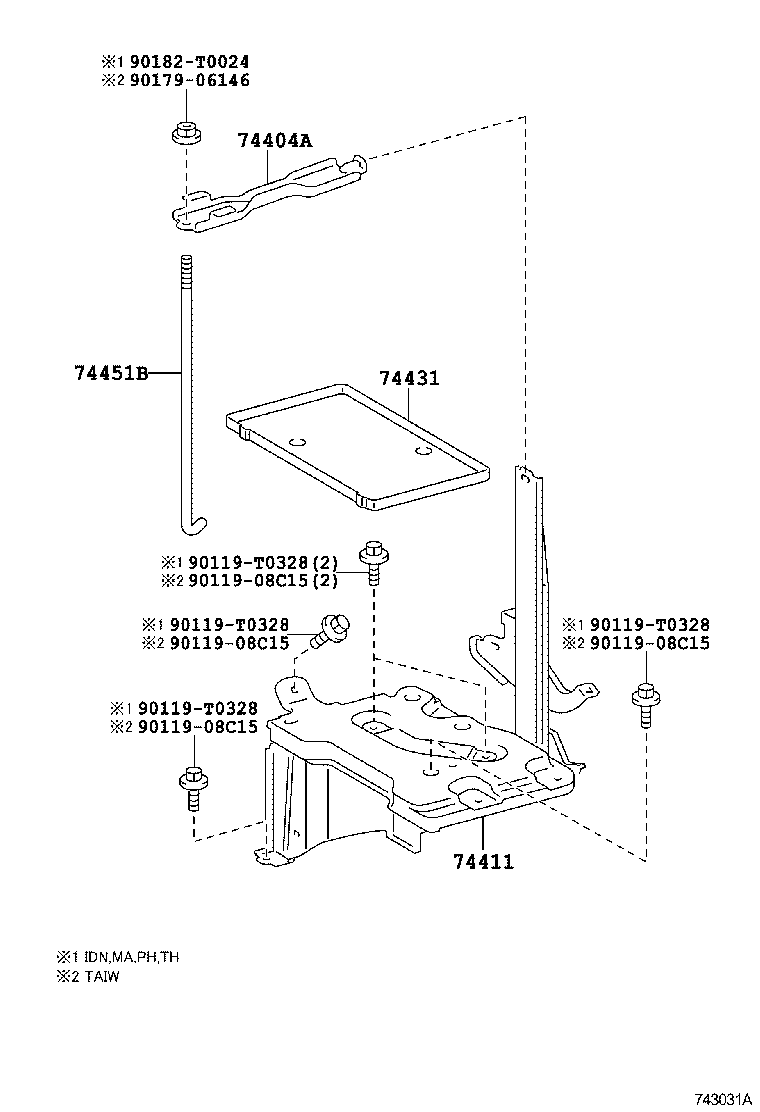 74451-0D040 BOLT, BATTERY CLAMP product image
