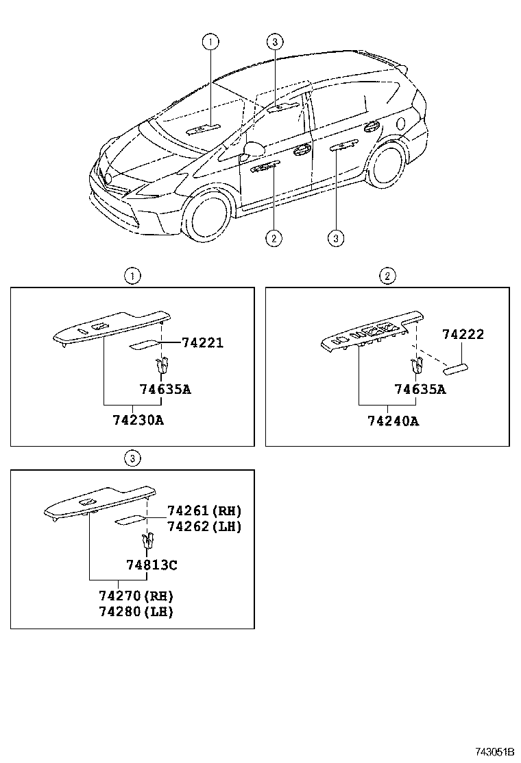 74231-47150 PANEL ASSY, FRONT DOOR ARMREST BASE, RH product image