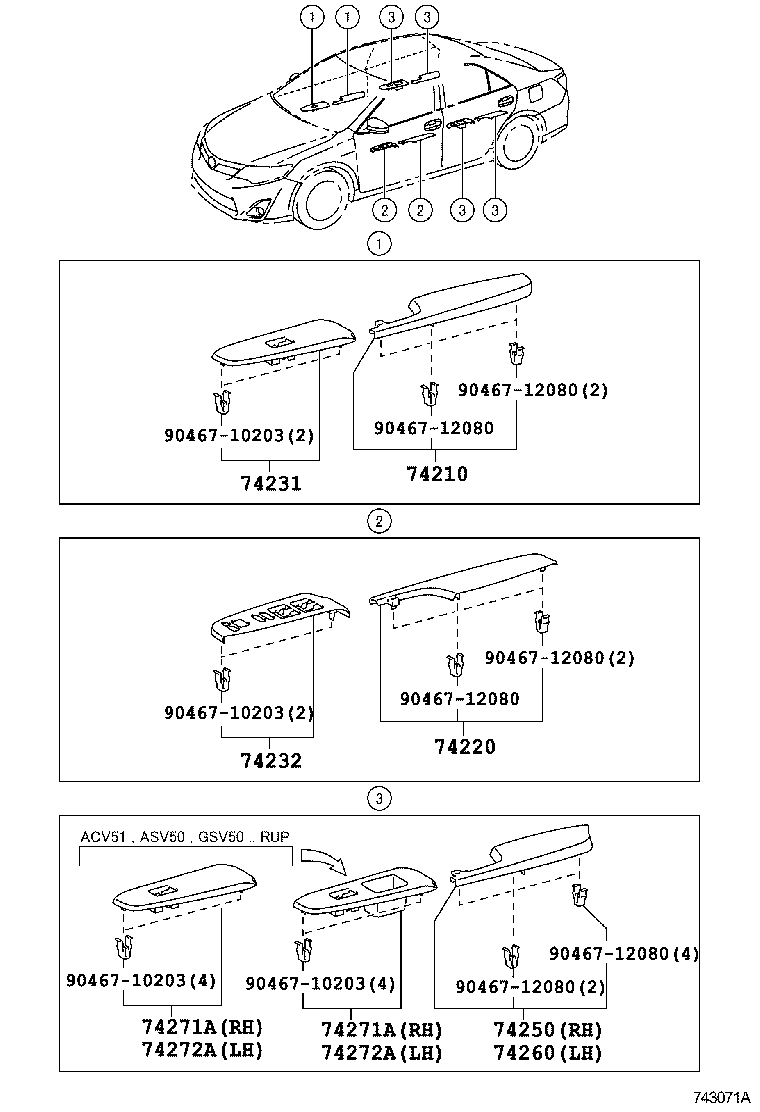 74232-33390 PANEL, FRONT ARMREST BASE, UPPER LH product image