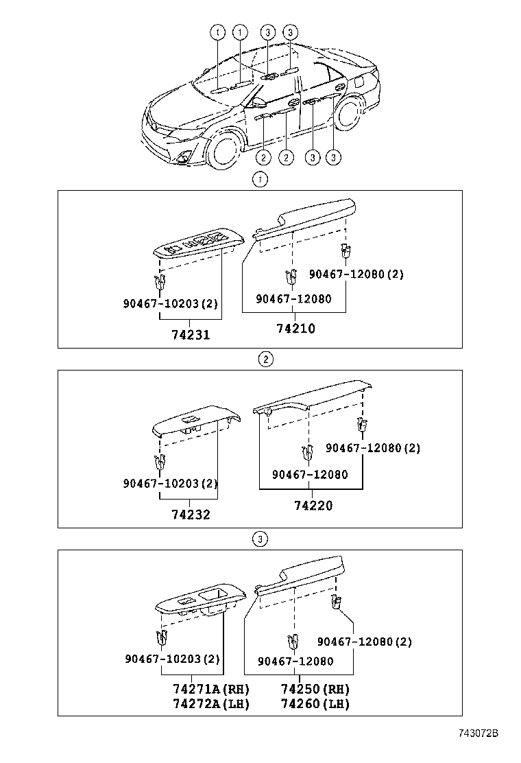 74232-33390 PANEL, FRONT ARMREST BASE, UPPER LH product image