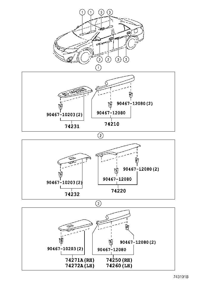 74271-33360-E0 PANEL, REAR DOOR ARMREST BASE, UPPER RH product image