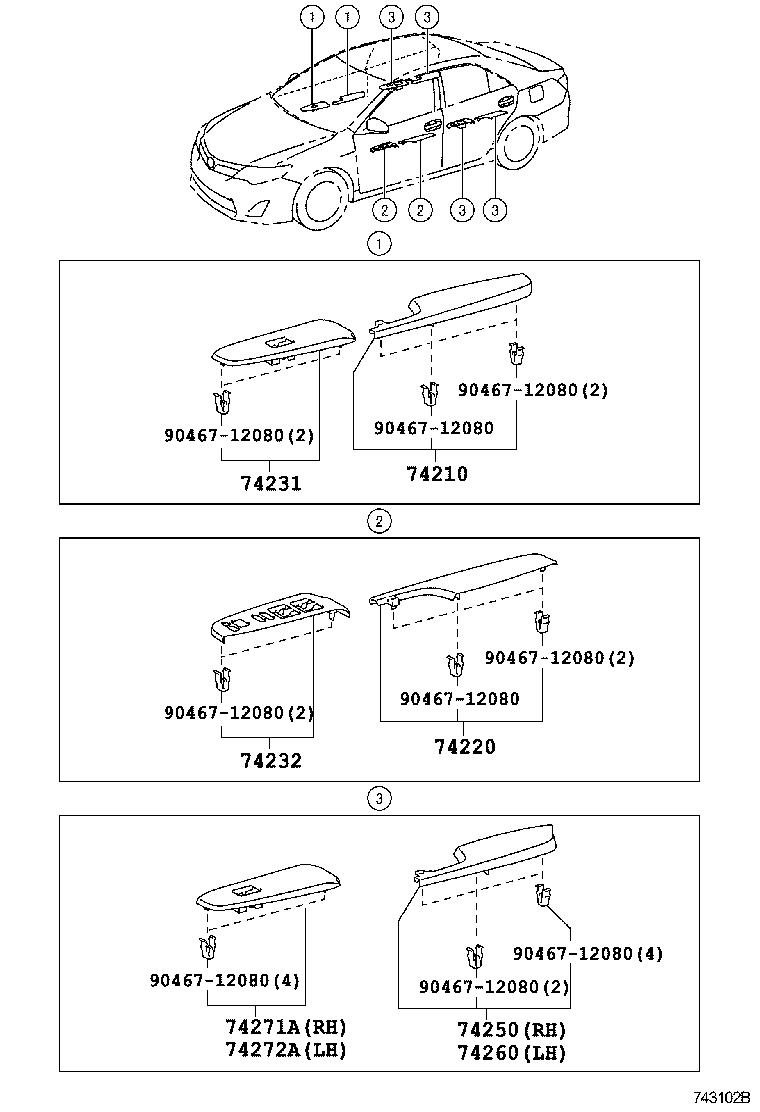 74232-06640 PANEL, FRONT ARMREST BASE, UPPER LH product image