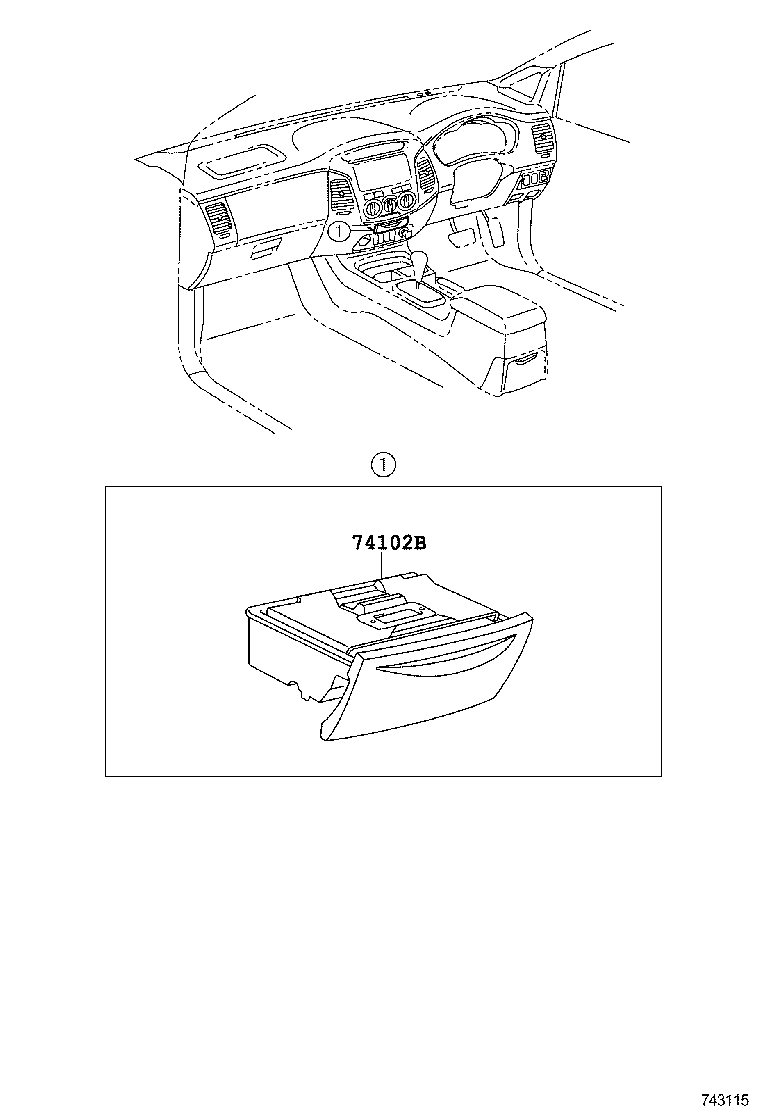 74102-0K040-E1 BOX SUB-ASSY, FRONT ASH RECEPTACLE product image