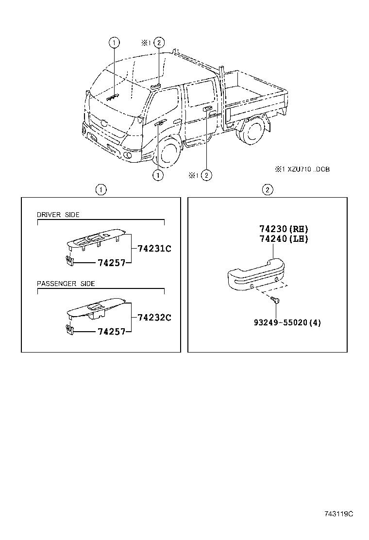 74202-37010 PANEL, FRONT DOOR ARMREST BASE, UPPER PASSENGER SIDE product image