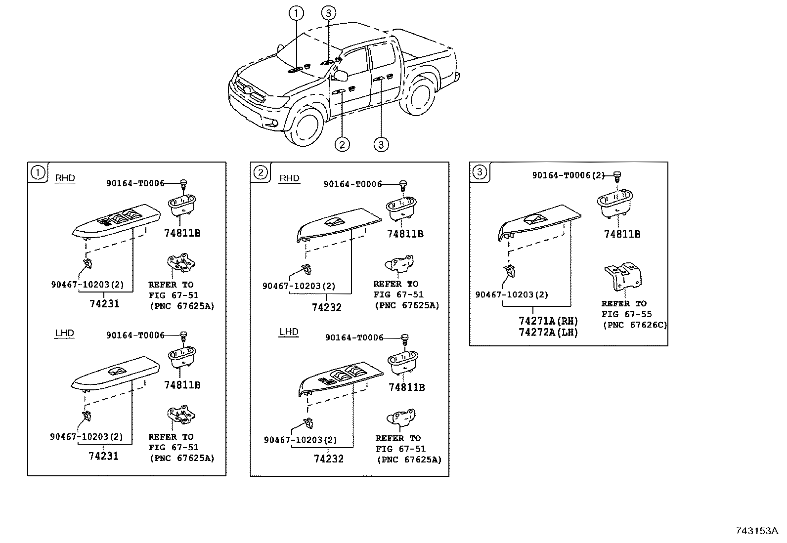 74231-0KA20 PANEL, FRONT ARMREST BASE, UPPER RH product image