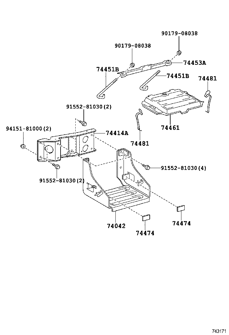 74401-37150 BRACKET, BATTERY, NO.1 product image