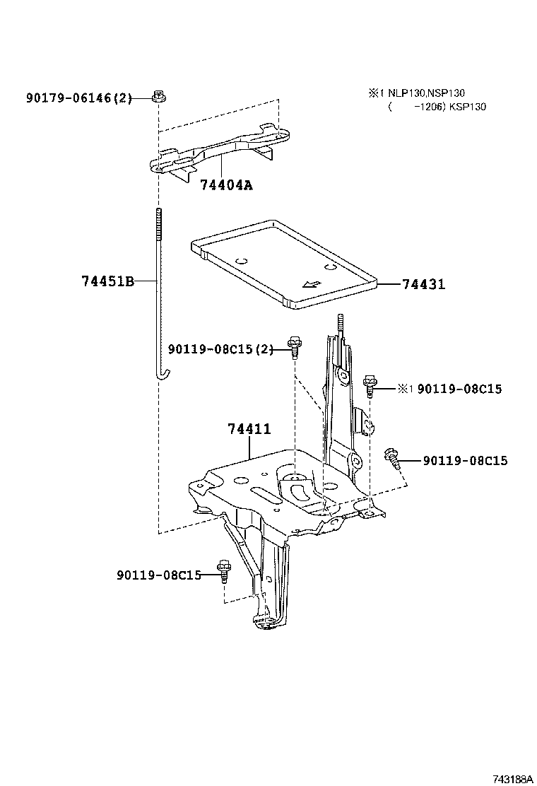 74401-0D011 BRACKET, BATTERY CARRIER product image
