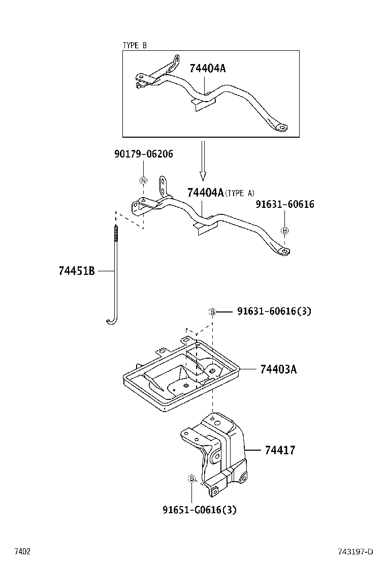 74403-B2070 CARRIER SUB-ASSY, BATTERY product image