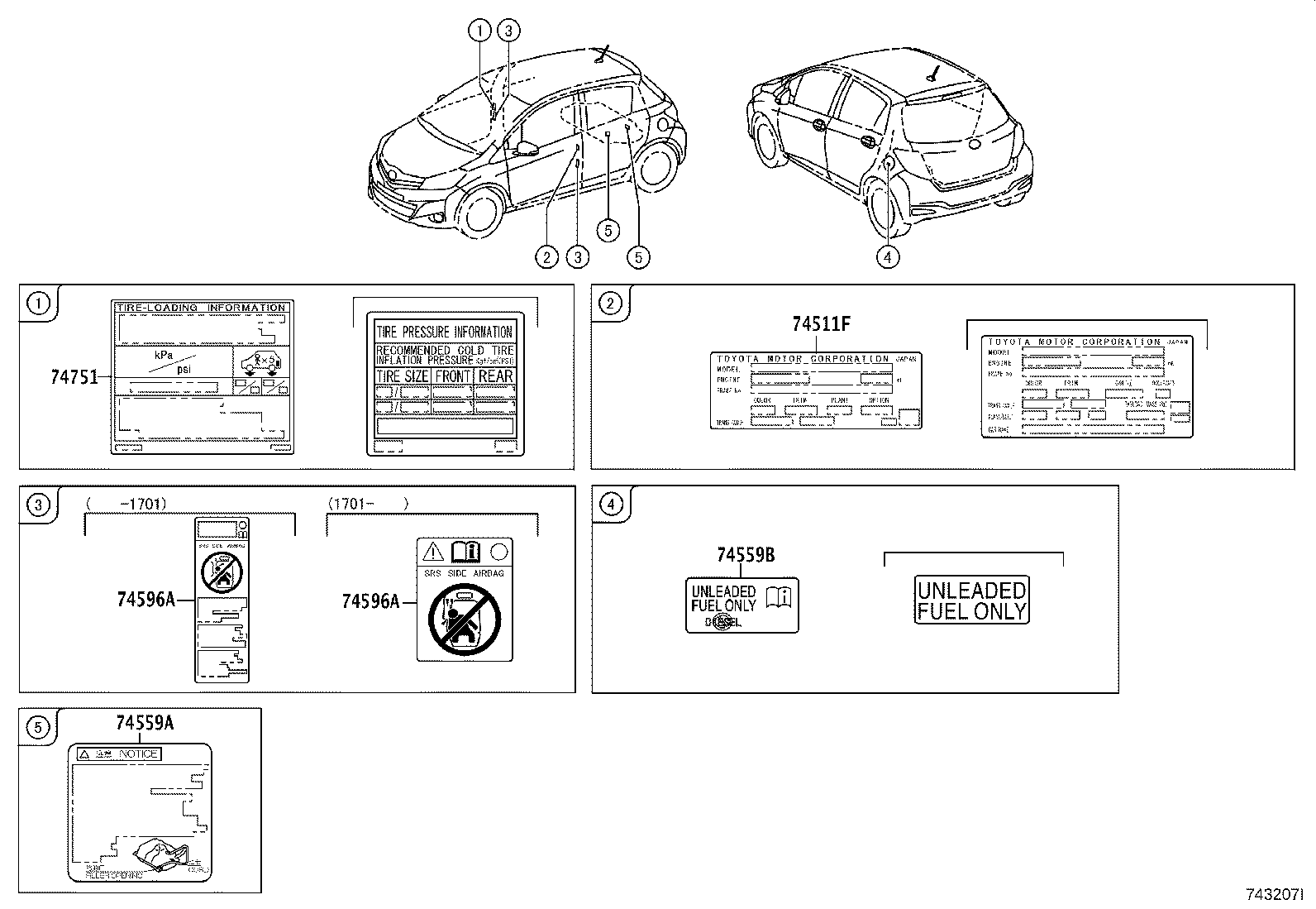 42661-52C80 LABEL, TIRE PRESSURE INFORMATION product image
