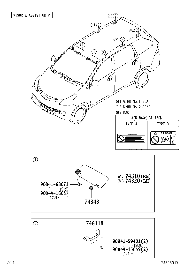 Toyota 74348-BZ060-B0 HOLDER, VISOR