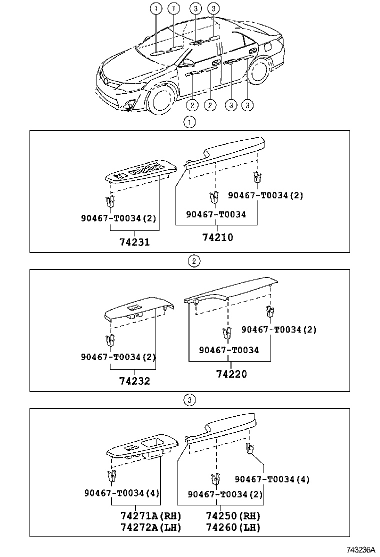 74231-06530 PANEL, FRONT ARMREST BASE, UPPER RH product image