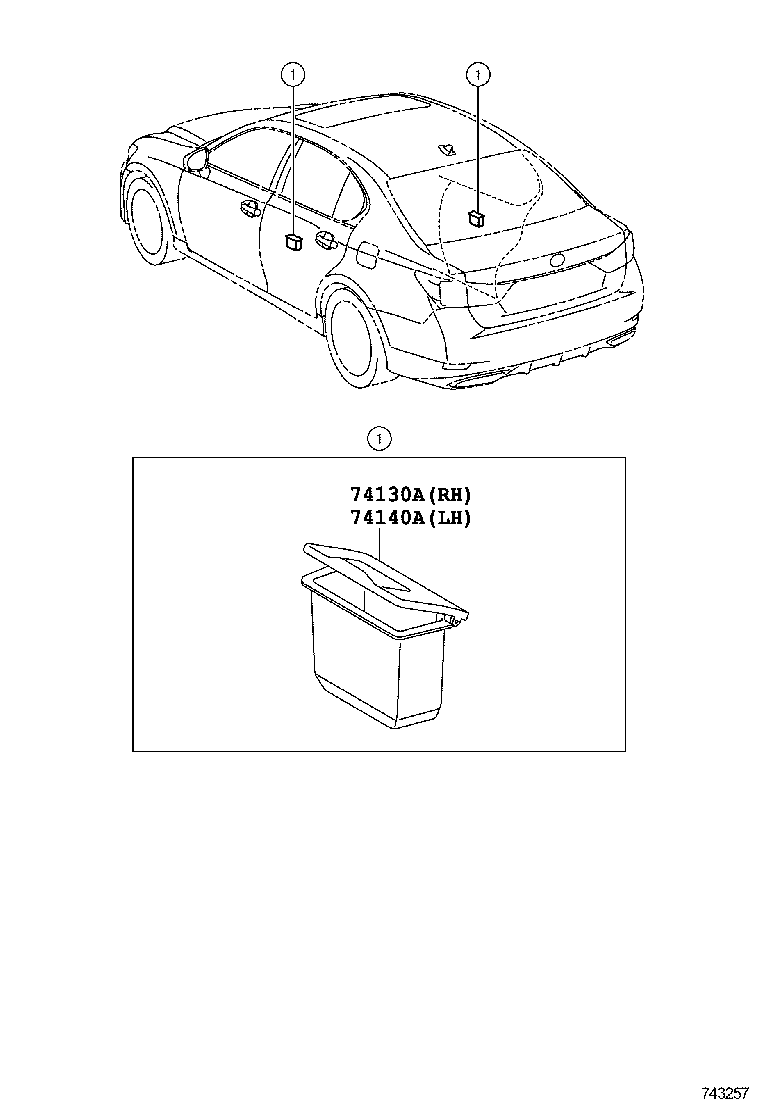 74130-30440 RECEPTACLE ASSY, REAR ASH, RH product image