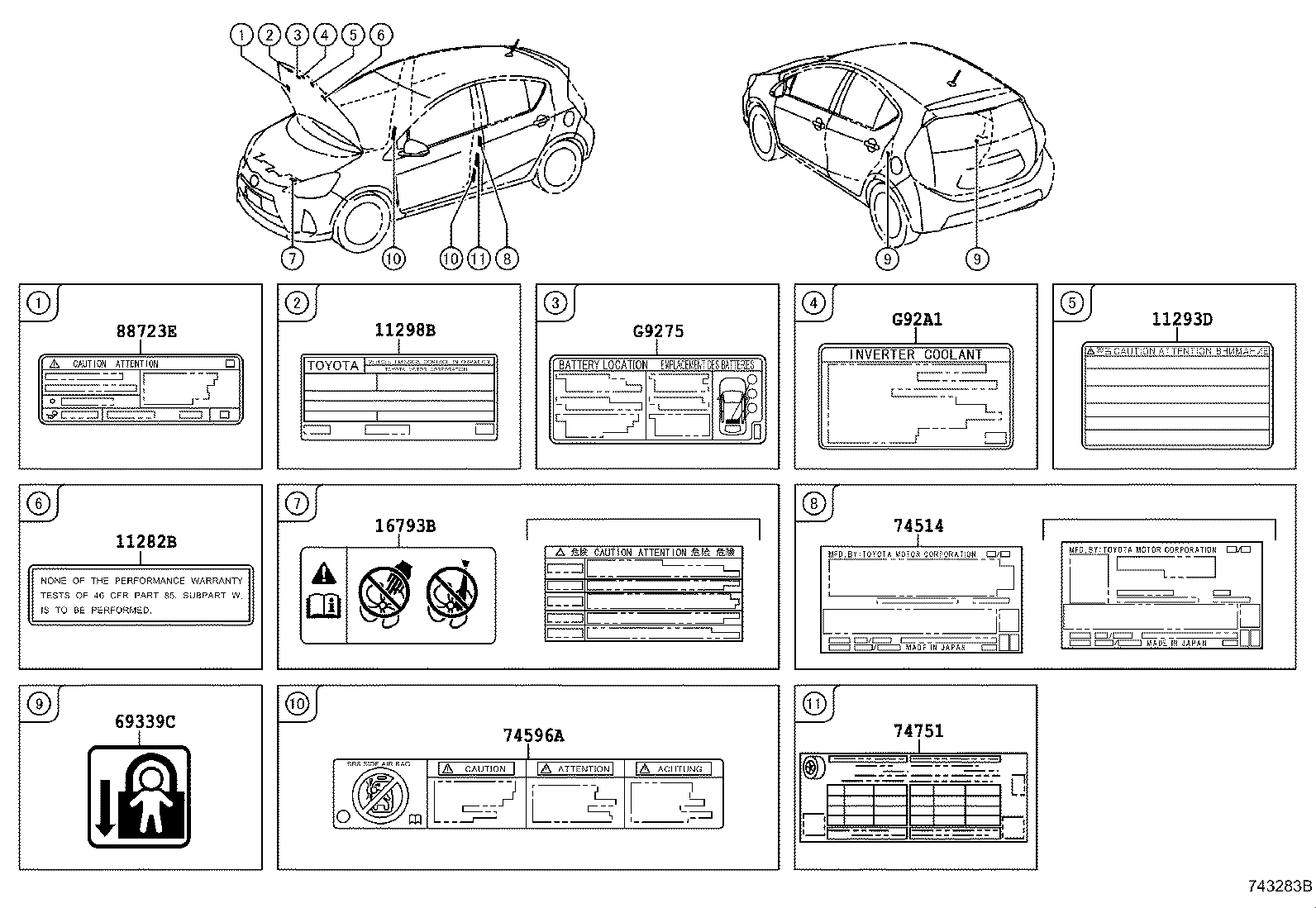 Toyota 11282-21010 LABEL, LOADED TESTING CAUTION