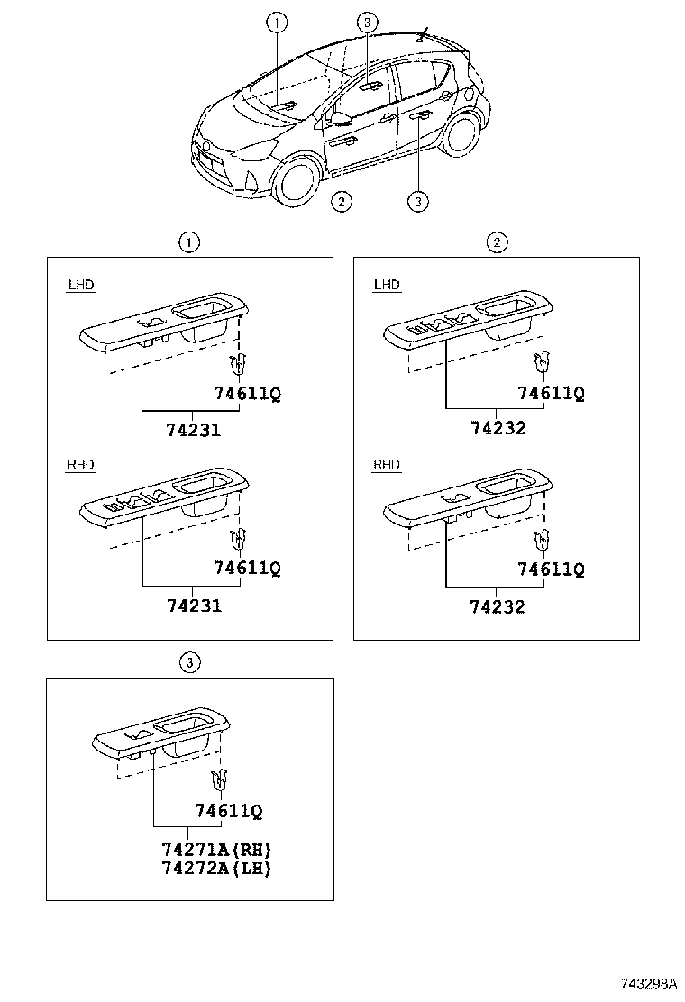74231-52840-C2 PANEL, FRONT ARMREST BASE, UPPER RH product image