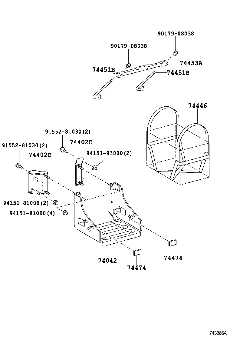 74402-37081 BRACKET SUB-ASSY, BATTERY CARRIER, REAR product image