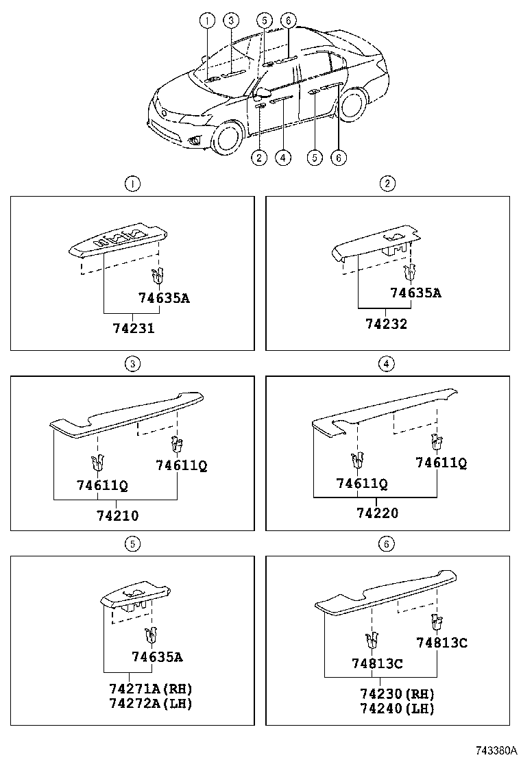 74271-12480-B1 PANEL, REAR DOOR ARMREST BASE, UPPER RH product image