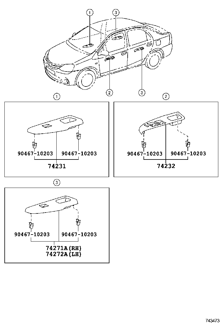 74231-0DA30 PANEL, FRONT ARMREST BASE, UPPER RH product image
