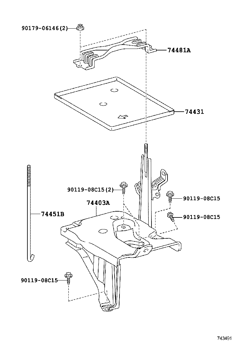 74410-0D050 CARRIER SUB-ASSY, BATTERY product image