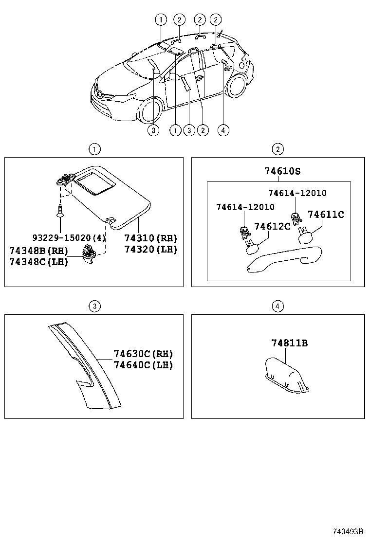 74271-12450-C0 PANEL, REAR DOOR ARMREST BASE, UPPER RH product image