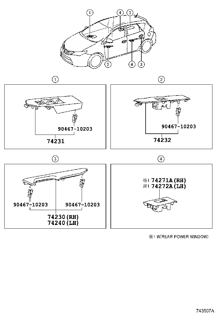 74272-02631 PANEL, REAR DOOR ARMREST BASE, UPPER LH product image