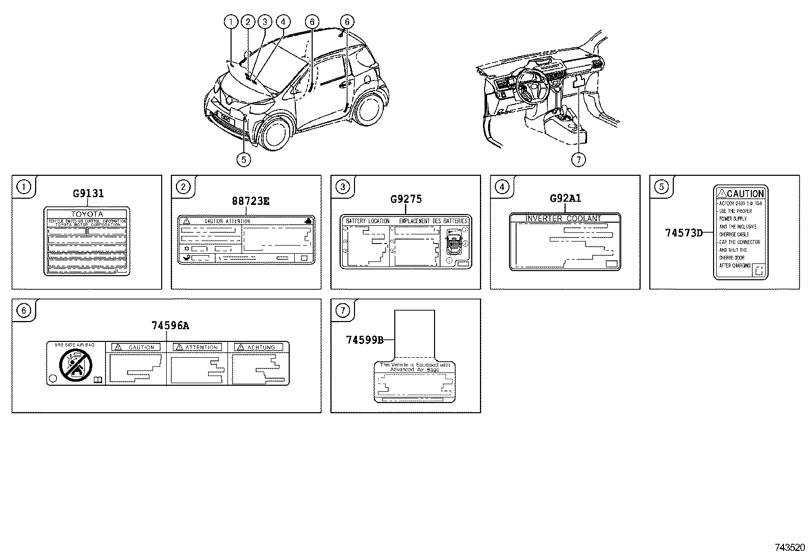 G9131-74012 LABEL, ELECTRIC VEHICLE EMISSION CONTROL INFORMATION product image