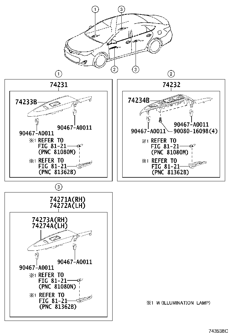 74232-07030 PANEL, FRONT ARMREST BASE, UPPER LH product image