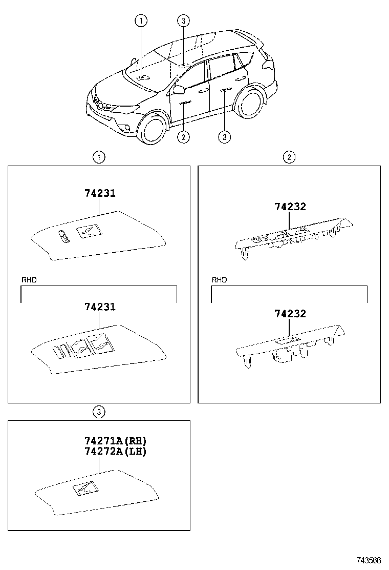 74231-42280 PANEL, FRONT ARMREST BASE, UPPER RH product image